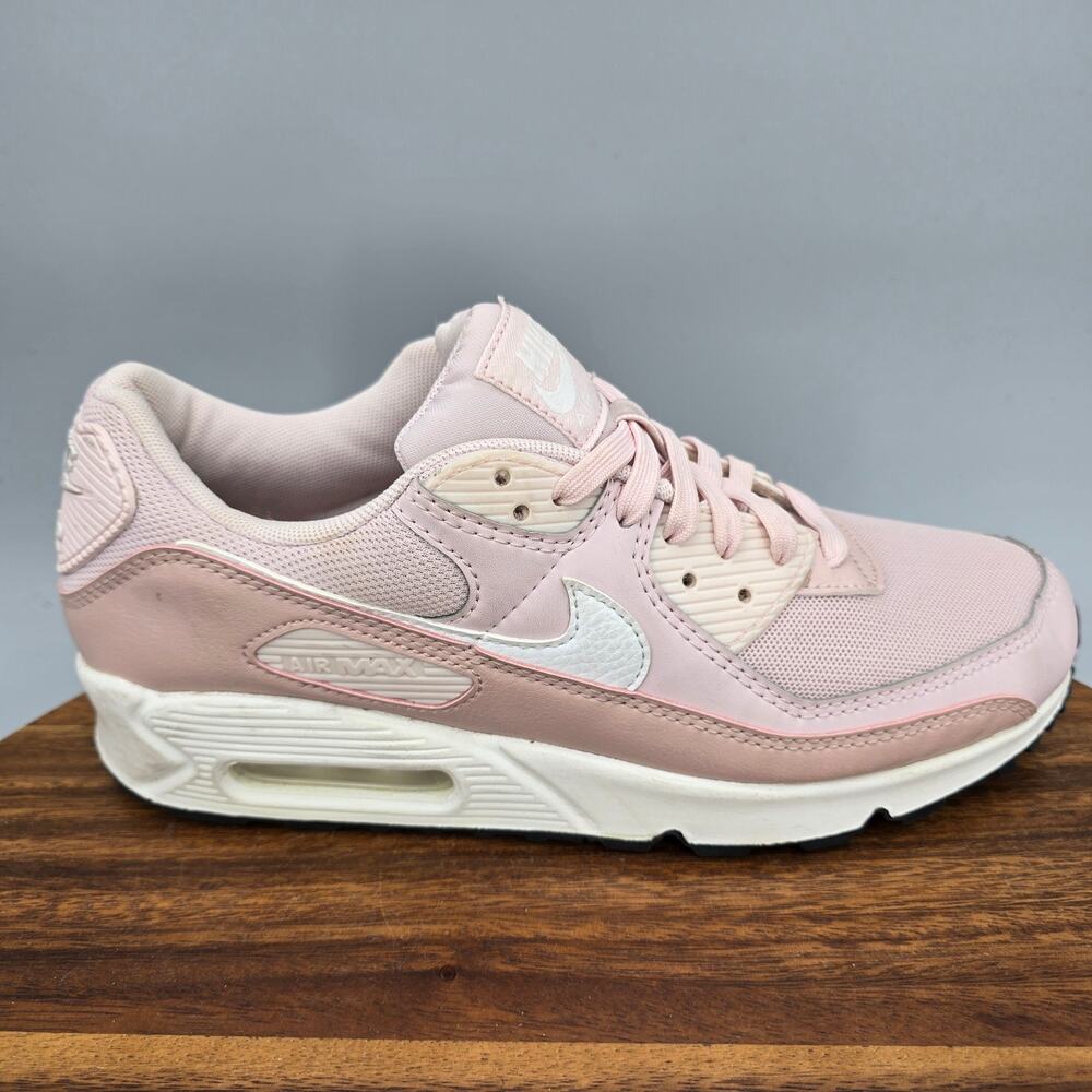 Nike Air Max 90 Shoes Womens 8.5 Barely Rose Leather Low Top Athletic Sneakers